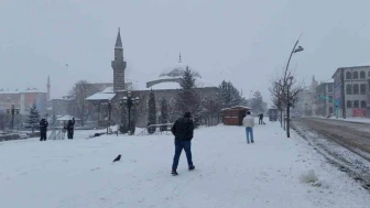 Erzurum'da kar yağışı şehri beyaza bürüdü!