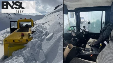 Van'da etkili olan çığ felaketi sonucunda bir iş makinesi kar altında kaldı